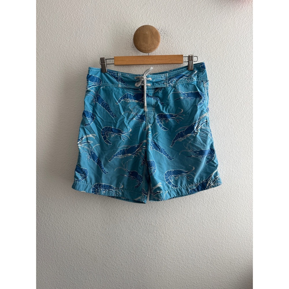 Vilebrequin Mens Blue Shrimp Print Swim Trunks Board Shorts Size Small